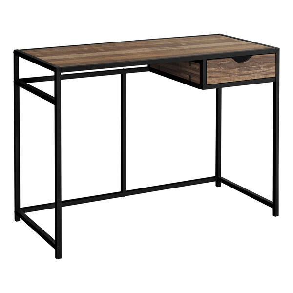 Black and Brown Reclaimed Wood Rectangular Computer Desk, image 1
