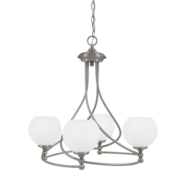 Capri Brushed Nickel Four-Light Chandelier with White Marble Glass, image 1
