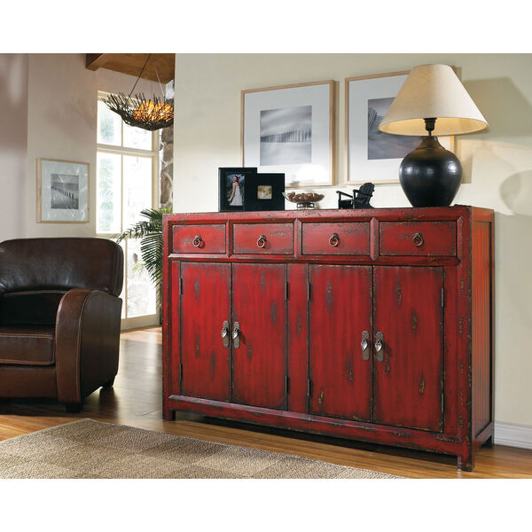 58-Inch Red Asian Cabinet, image 2