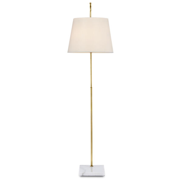 Cloister Antique Brass and White Two-Light Floor Lamp, image 5