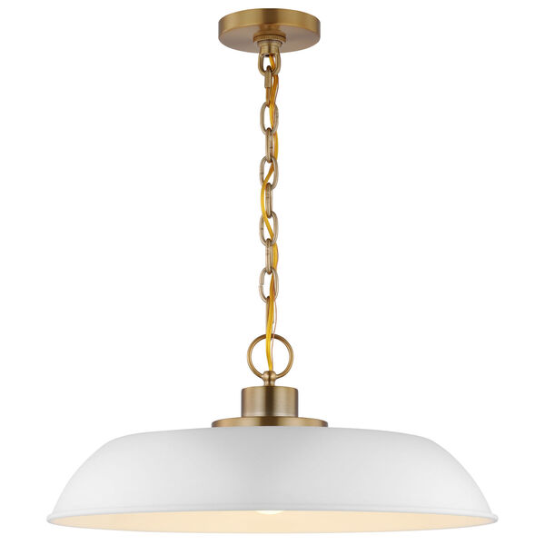 Colony Matte White and Burnished Brass One-Light Pendant, image 2