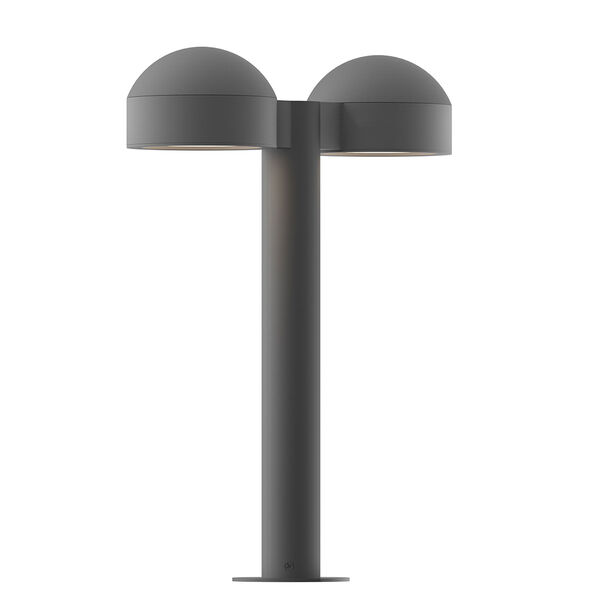 Inside-Out REALS Textured Gray 16-Inch LED Double Bollard with Plate Lens and Dome Cap with Frosted White Lens, image 1