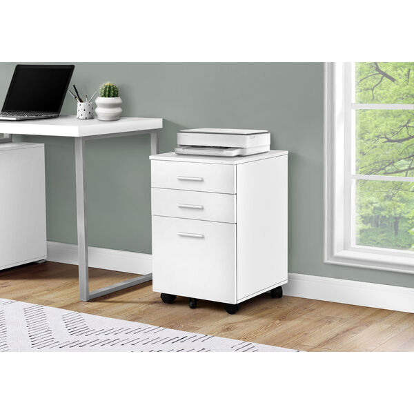 White and Black Filing Cabinet with Three Drawers on Castors, image 2