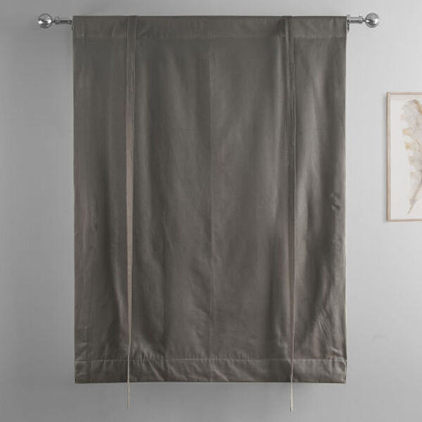 River Rock Grey Solid Cotton Tie-Up Window Shade Single Panel, image 6