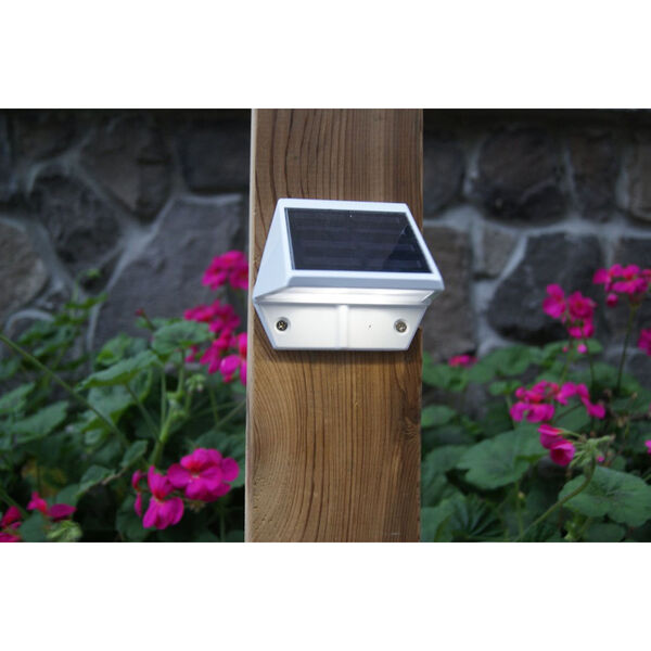 White Aluminum LED Solar Powered Deck and Wall Light, image 2