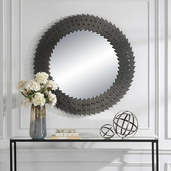 Illusion Burnished Steel Silver 45 x 45-Inch Round Wall Mirror, image 1