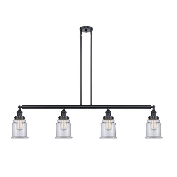 Franklin Restoration Matte Black 51-Inch Four-Light Island Chandelier with Clear Canton Shade and Wire, image 1