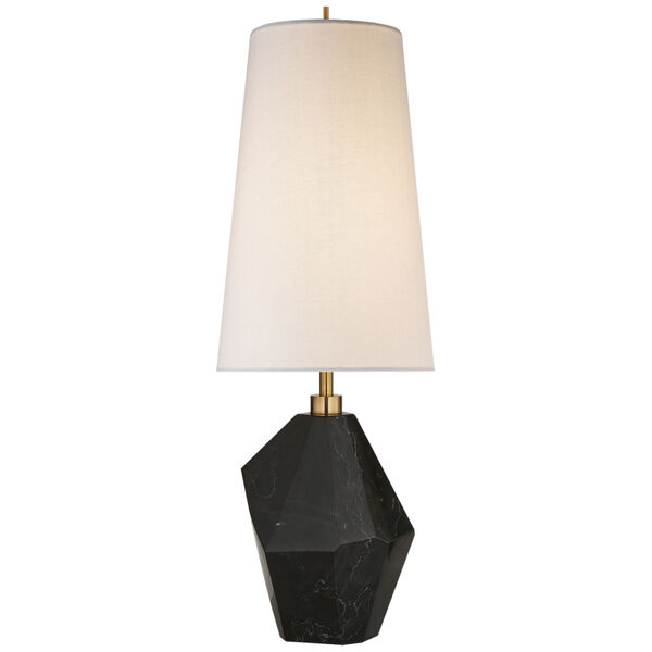 Halcyon Accent Table Lamp in Black Cremo Marble with Linen Shade by Kelly Wearstler, image 1