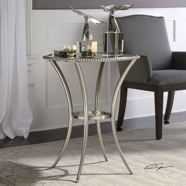 Sherise Beaded Metal Accent Table, image 2
