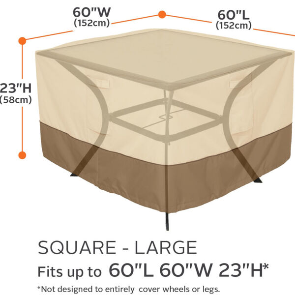 Ash Beige and Brown Square Patio Table Cover, image 4