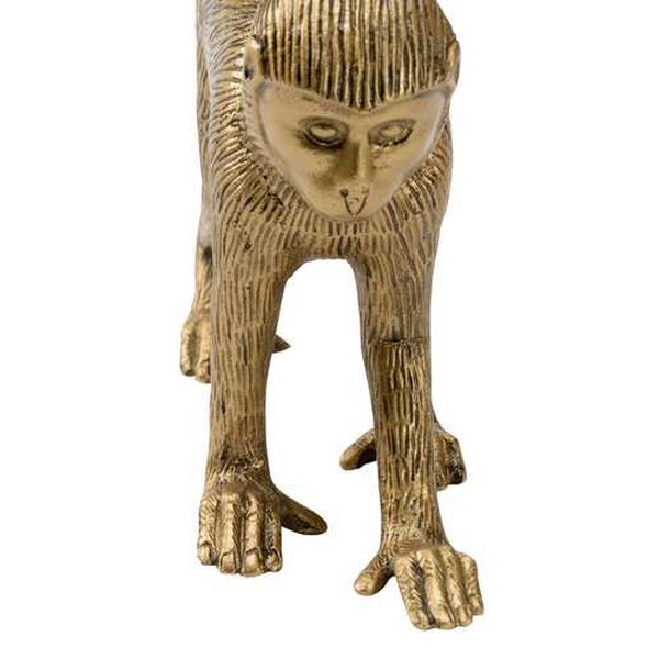 Antique Brass Left Facing Monkey Statue, image 2