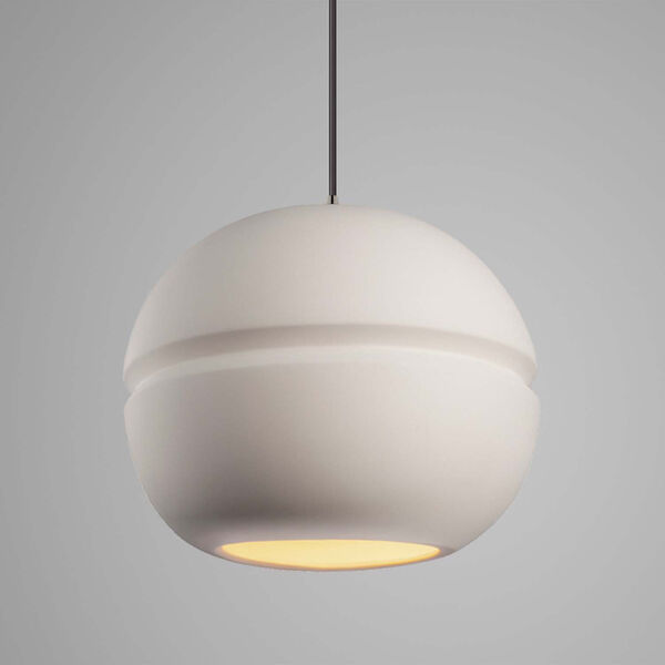Radiance Bisque Ceramic and Brushed Nickel 12-Inch One-Light Sphere Pendant, image 2