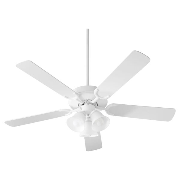 Virtue Studio White Three-Light 52-Inch Ceiling Fan with Satin Opal Glass, image 1