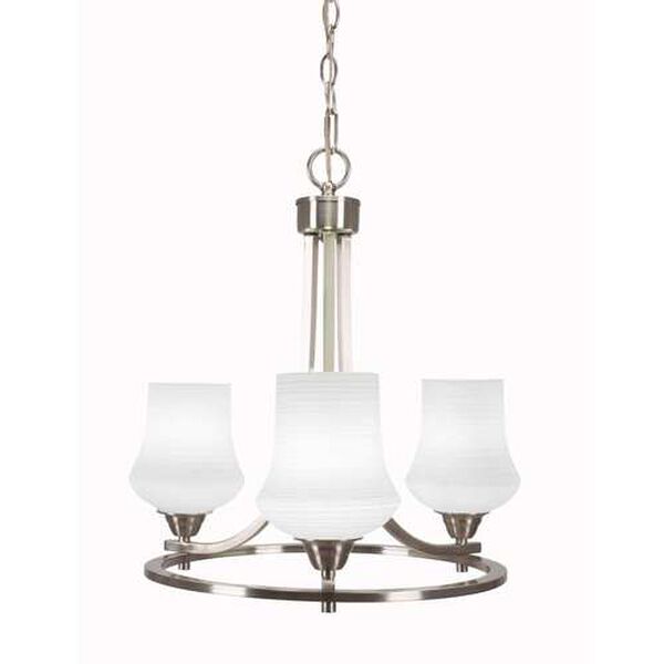 Paramount Brushed Nickel Three-Light Chandelier with Six-Inch White Linen Glass, image 1