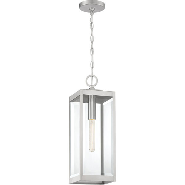 Westover Stainless Steel 7-Inch One-Light Outdoor Hanging Lantern with Clear Beveled Glass, image 3