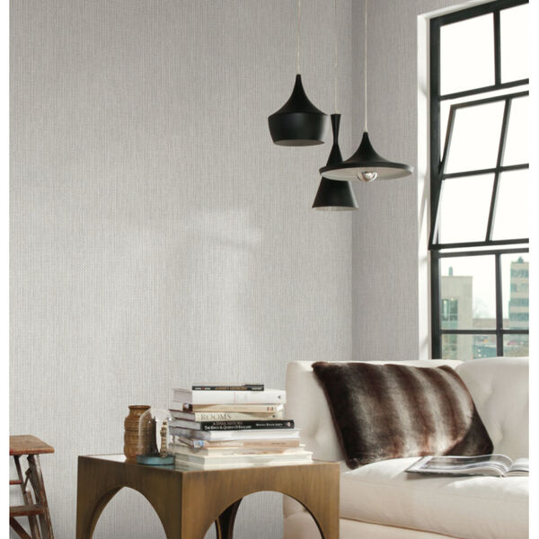 Grey Beige White Off Whites Petite Metro Tile Wallpaper, image 1