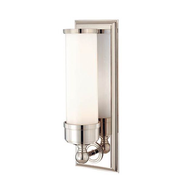 Everett Polished Nickel One-Light Sconce with Opal Glossy Glass, image 1