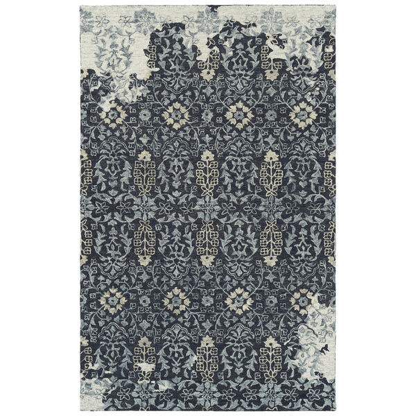 Elijah Navy, Silver and White 9 Ft. x 13 Ft. Area Rug, image 1