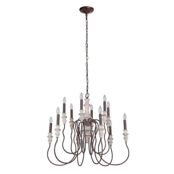 Highgate Cottage White And Forged Metal 32-Inch 12-Light Chandelier, image 1