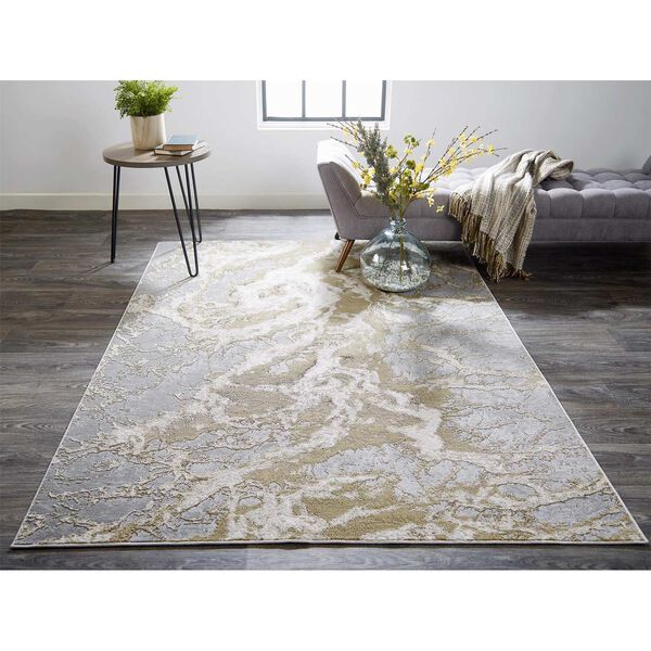 Aura Ivory Silver Gold Area Rug, image 2