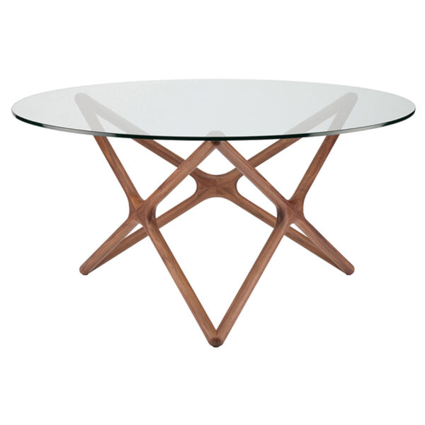 Star Clear and Walnut Oval Dining Table, image 3