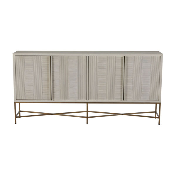 Carol Cerused White and Stained Brass Cabinet, image 2