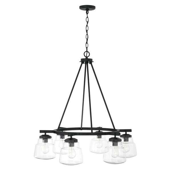 Dillon Matte Black Six-Light Chandelier with Clear Glass, image 3