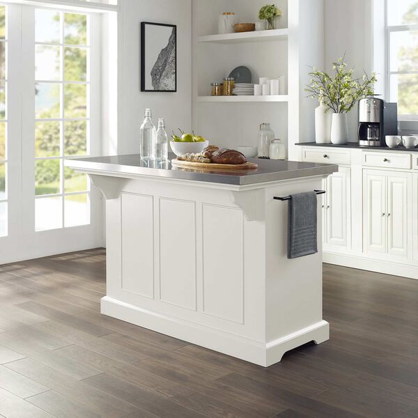 Julia White Stainless Steel Stainless Steel Top Kitchen Island, image 6