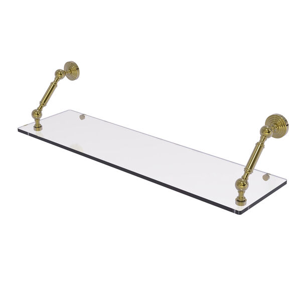 Waverly Place Unlacquered Brass 30-Inch Floating Glass Shelf, image 1