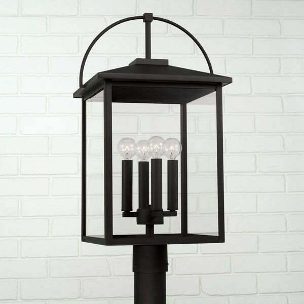 Bryson Black Four-Light Outdoor Post with Clear Glass, image 3