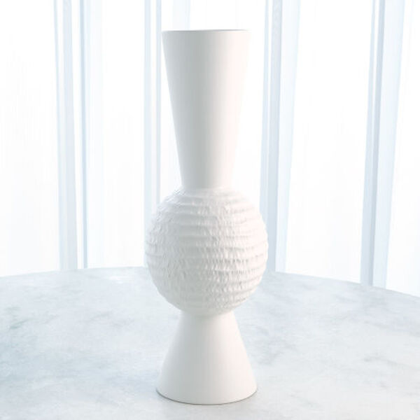Matte White Low Chiseled Small Orb Vase, image 1