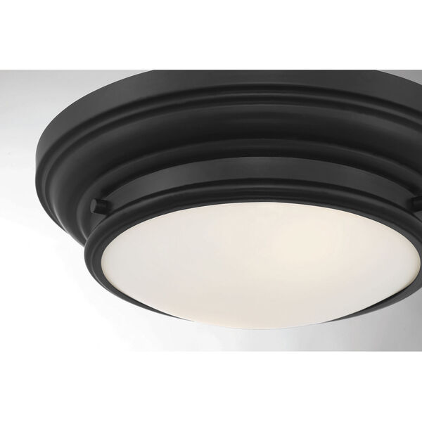 Whittier Matte Black Two-Light Flush Mount with Round Glass, image 5