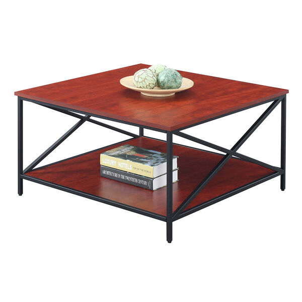 Tucson Cherry and Black 32-Inch Square Coffee Table, image 2