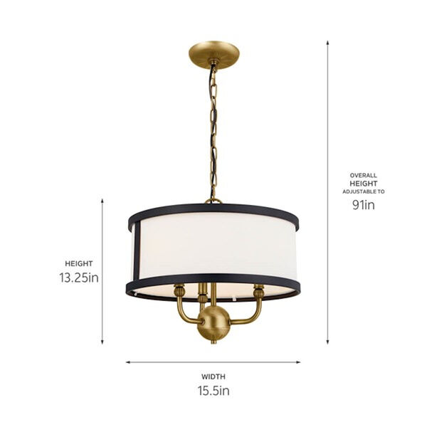 Homestead Natural Brass and Textured Black Three-Light Chandelier, image 6