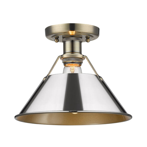 Orwell AB Aged Brass 10-Inch One-Light Flush Mount with Chrome Shade, image 2