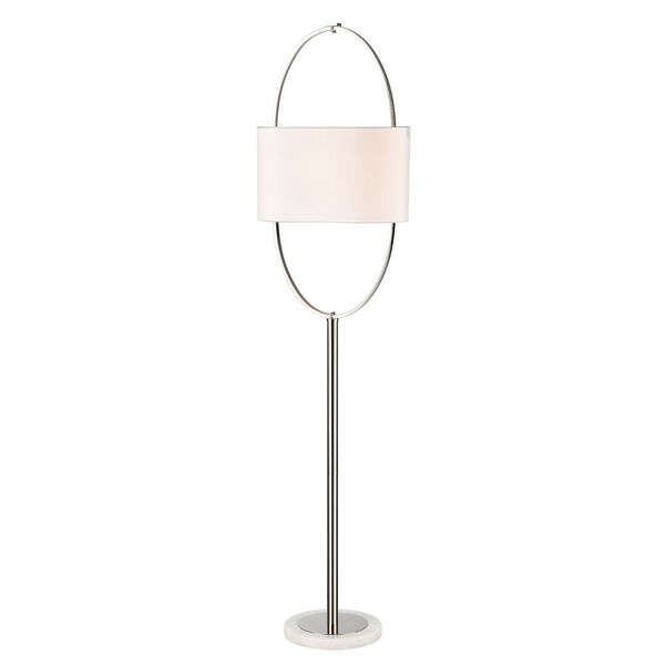 Gosforth Polished Nickel and White One-Light Floor Lamp, image 1
