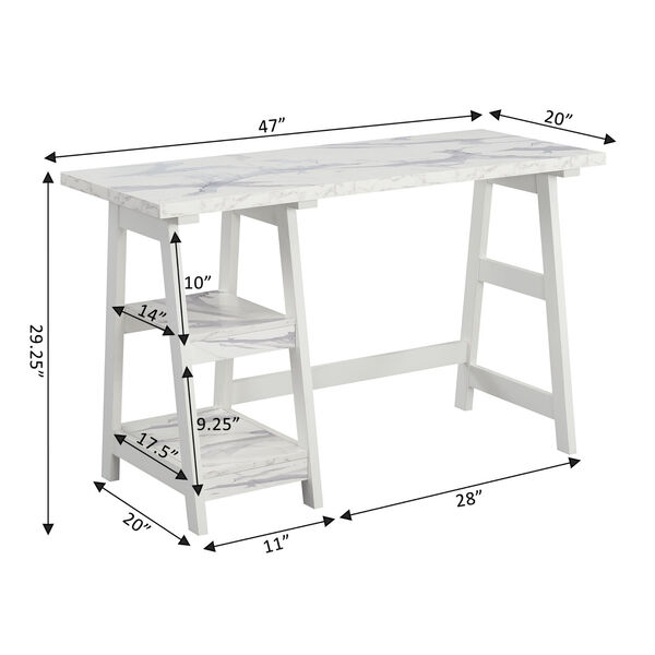 Designs2Go White Trestle Desk with Shelves, image 5
