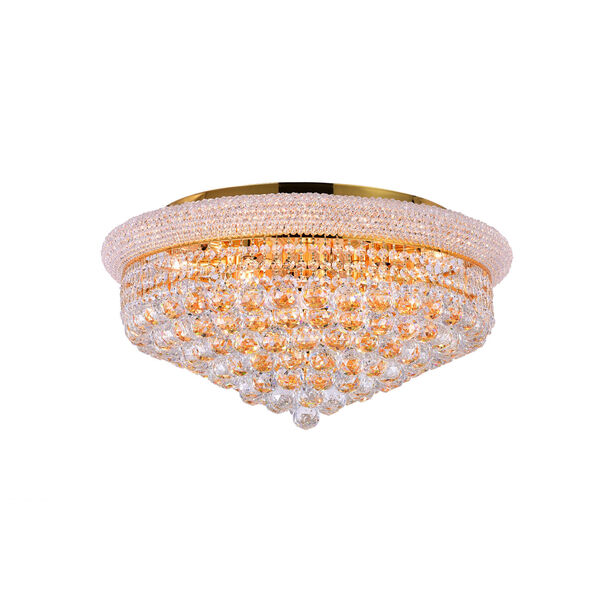 Empire Gold 13-Light Flush Mount with K9 Clear Crystal, image 1