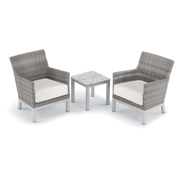 Argento and Travira Ash Eggshell White Three-Piece Outdoor Club Chair and End Table Set, image 1