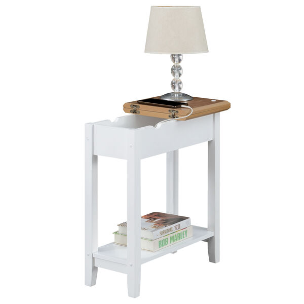 American Heritage Driftwood and White Flip Top End Table with Charging Station, image 3