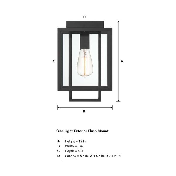 Preston Matte Black One-Light Outdoor Flush Mount with Clear Glass Shade, image 5