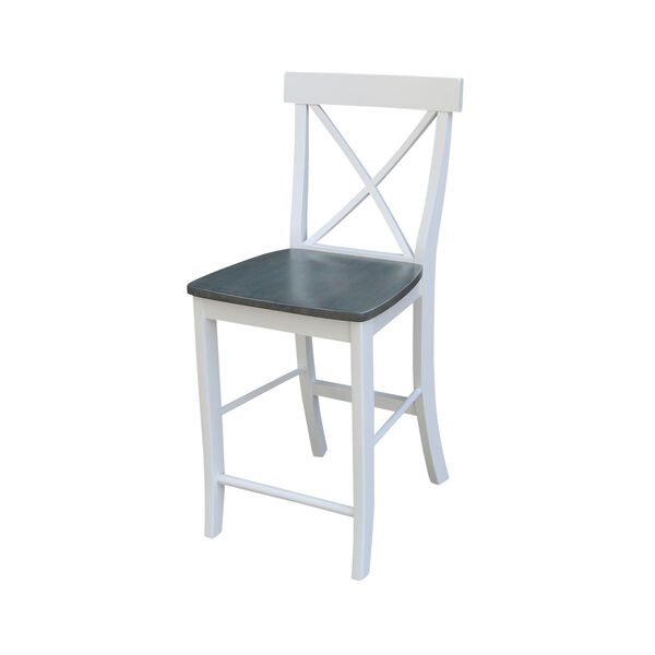 White and Heather Gray X-Back Counterheight Stool, image 1