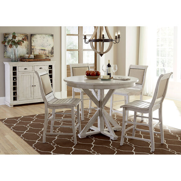 Willow Distressed White Counter Upholstered Chair, Set of 2, image 1