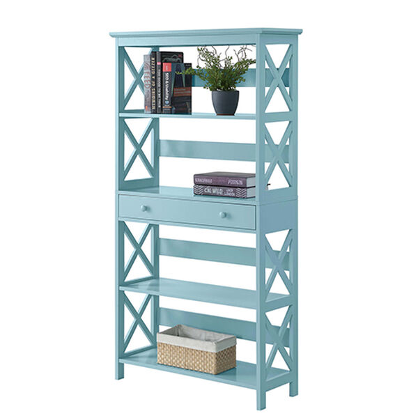Oxford Sea Foam Five Tier Bookcase with Drawer, image 5