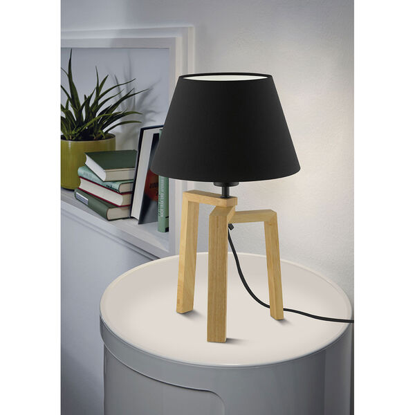 Chietino Natural One-Light Table Lamp with Black Exterior and White Interior Fabric Shade, image 2