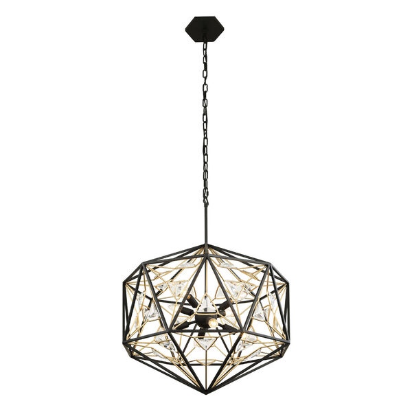 Marcia Matte Black and French Gold Eight-Light Orb Pendant, image 1