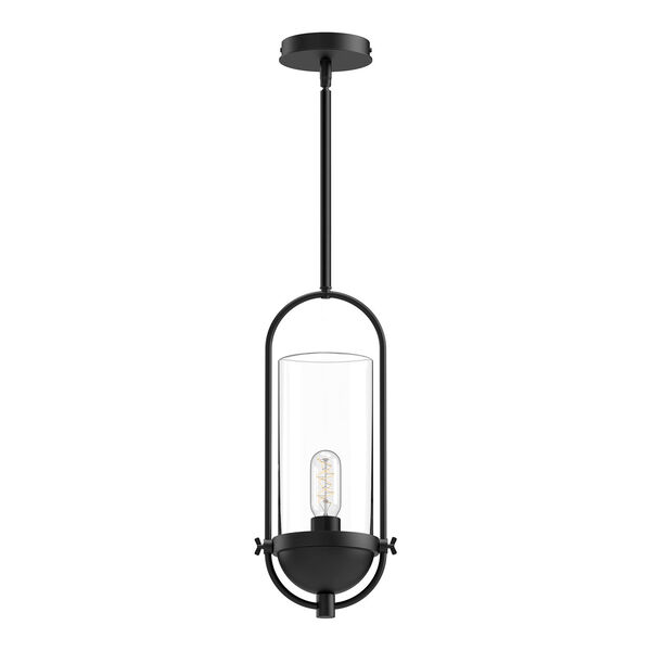 Cyrus Matte Black One-Light Mini Pendant with Clear Glass, image 1