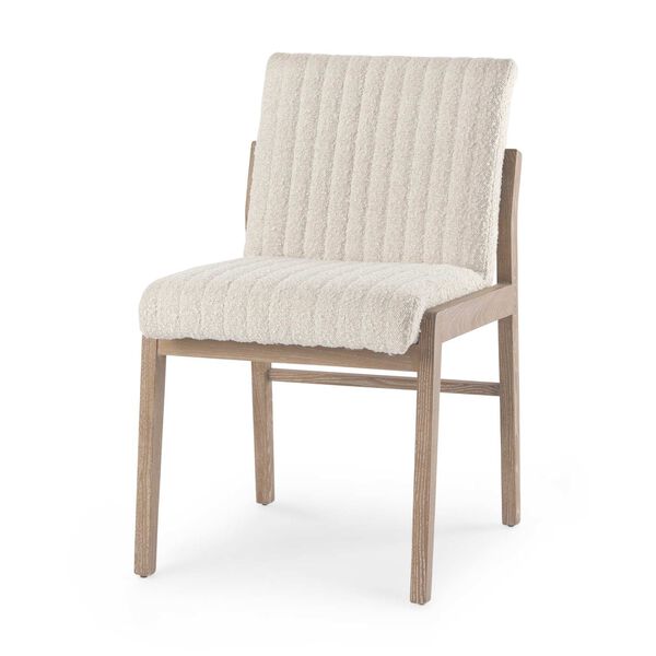 Tahoe Cream Boucle and Light Brown Upholstered Armless Dining Chair, image 1