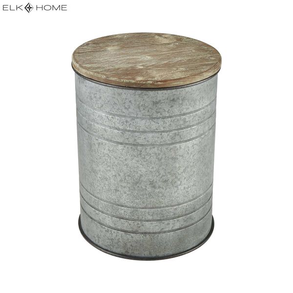 Cannes Galvanized Steel and Wood Tone End Table, image 3