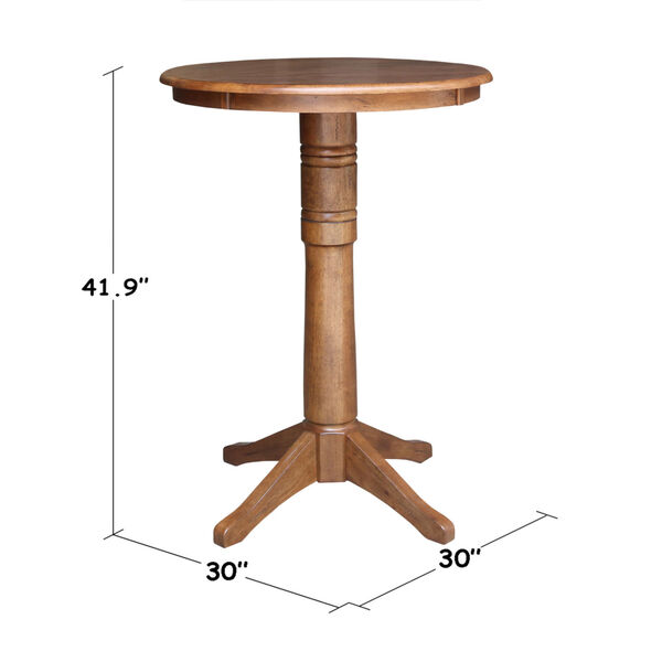 Distressed Oak 30-Inch Round Top Bar Height Pedestal Table, image 3